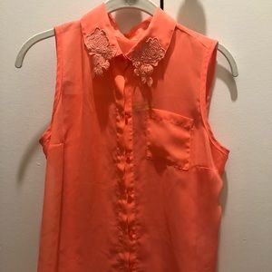 Formal Salmon Tank with Lace